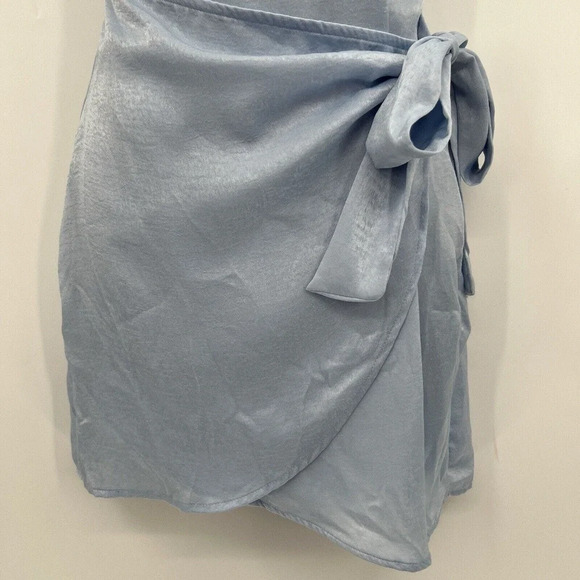 Lucy In‎ The Sky Santorini Satin Wrap Dress One Shoulder Women’s Size Large - Picture 5 of 11